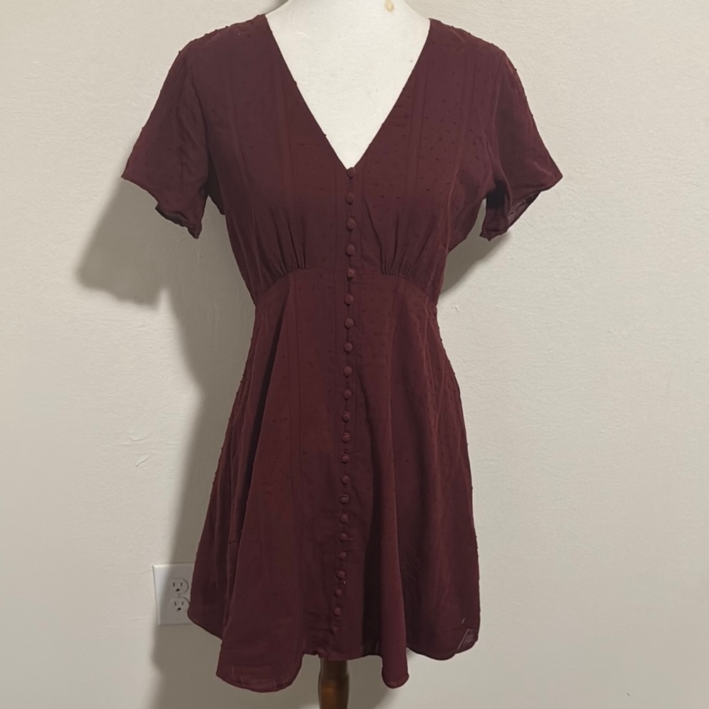Madewell Burgundy Button-Down Summer Dress size 2